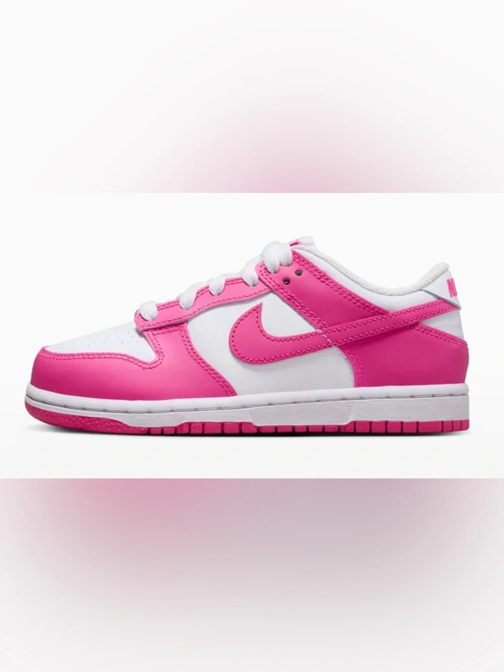 NIB [Nike] Dunk Low Top Shoes Sneakers Fuchsia Pink/White Little Kids Youth 11 C - Picture 3 of 16